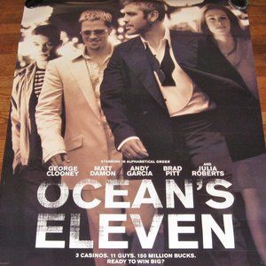 Ocean’s Eleven Rare Double Sided Vintage Movie Poster Brad Pitt George Clooney